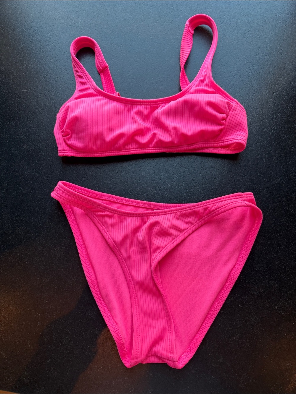 Wild Fable Hot Pink Ribbed Bikini Set